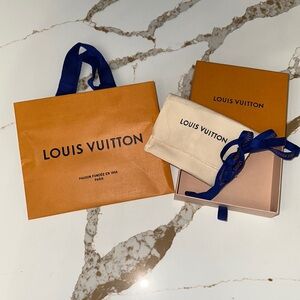 Louis Vuitton packaging for small items … bag and box with ribbon and dust bag